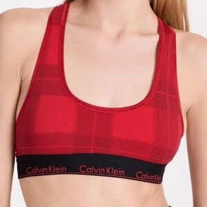 NWT Calvin Klein Modern Cotton Unlined Bralette in Textured Plaid Exact